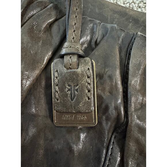 Frye Genuine Italian Leather Small Purse Bag Zip Gray Studded Removable Strap - Picture 7 of 13